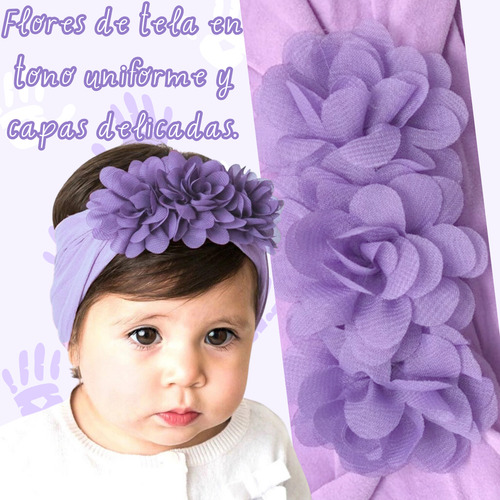Diademas Niñas Bebes Turbante Flores Banda Elástica Moda Color Paquete 2