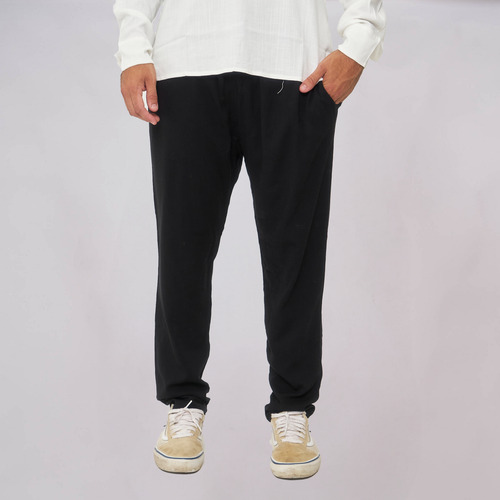 Customs Ba Pantalon De Lino Hombre Recto Con Bolsillos