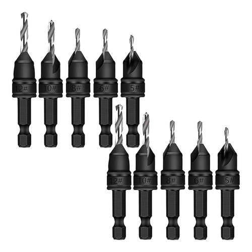 Avellanador Paquete, Mxrdp-002, 10pzs, 5,6,8,10,12mm, Negro,