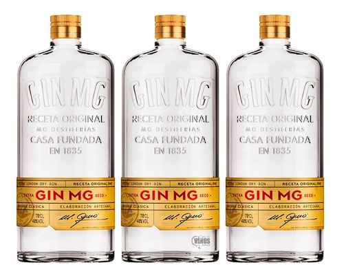 Gin Mg London Dry 700 Ml Pack X3 Unidades