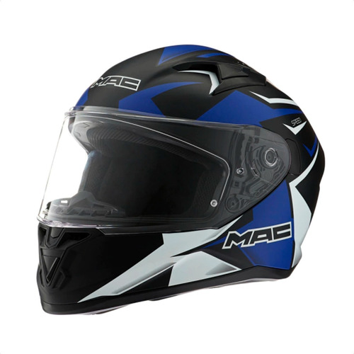 Casco Integral Moto Mac Speed Bond Azul Negro Blanco Um