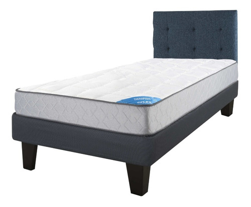 Cama Europea Blue Flex Therapedic 1,5 Pl + Respaldo Design