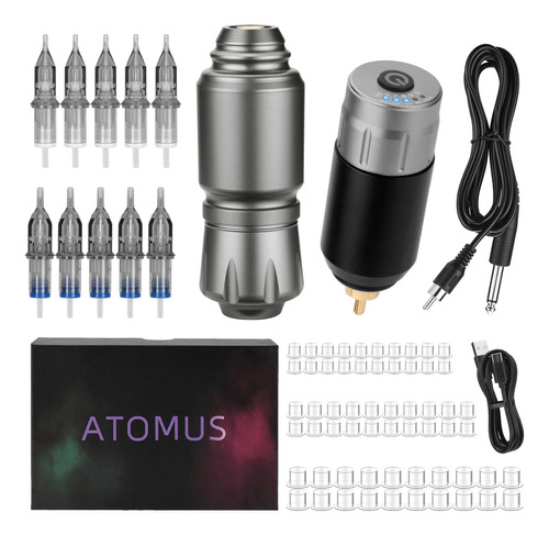 Máquina De Tatuar Atomu Rotativa Profesional Inalámbrica Kit