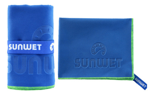 Kit Toallas Microfibra Ligeras Lisas 1 Gde + 1 Chica Sunwet Azul Rey - Verde Lisa
