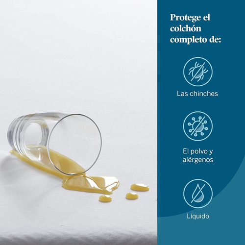 Lucid ® protector Colchón Anti Alérgenos Ácaros Líquidos Dht Color Blanco Diseño De La Tela Jersey De Bambú