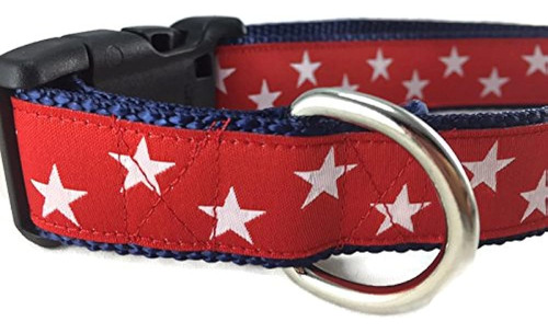 Caninedesign Collar Para Perro Americano, Estrellas, Rojo, A