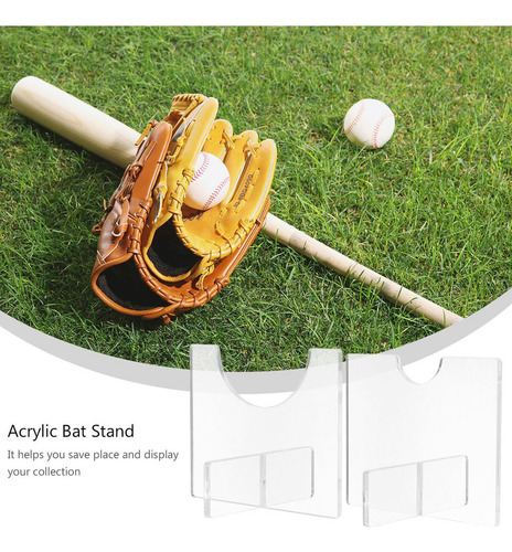 2 Piezas Acrílico Bate De Béisbol Exhibidor Soporte Horizont