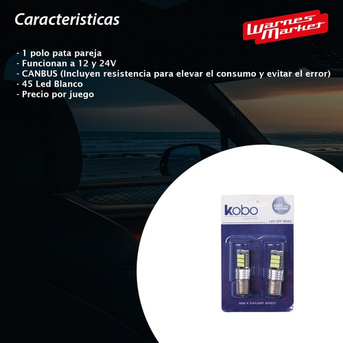 Imagen 3 de 10 de Par Luz Lampara Led Canbus P21w 1 Polo 45 Led Blanco 12v 24v