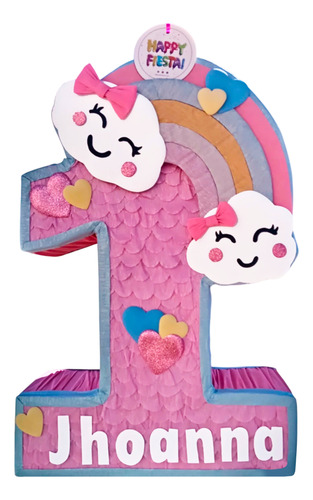 Piñata Premium 70 Cm Número A Elegir (1 Al 9) Personalizada Arcoíris