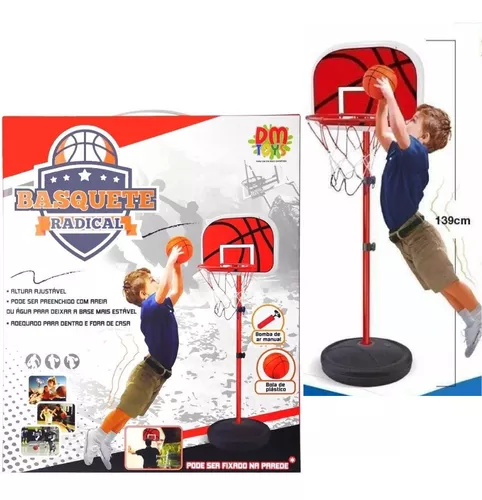 Kit Jogo De Basquete Infantil Cesta Com Bola Bomba E Suporte