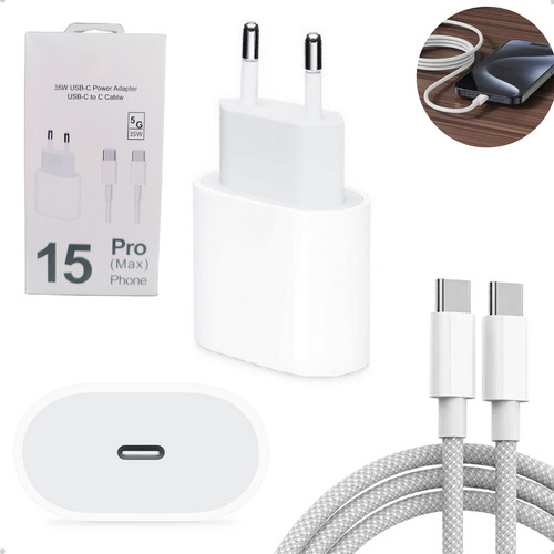 Carregador Turbo 35w Compatível Com iPhone 15 Pro Max + Cabo