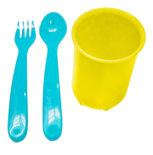 Kit Vajilla Infantil Vaso Tenedor Y Cuchara Plastico Cuo