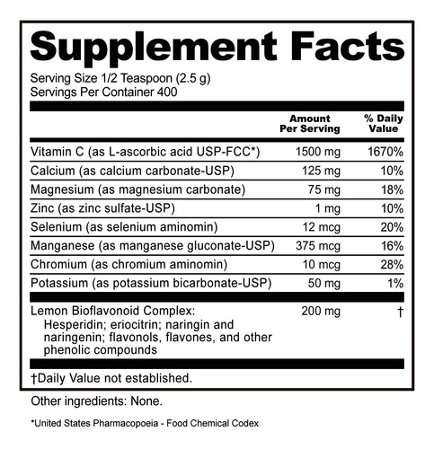 Polvo Efervescente De Vitamina C Nutribiótico Ascorbato Bio-