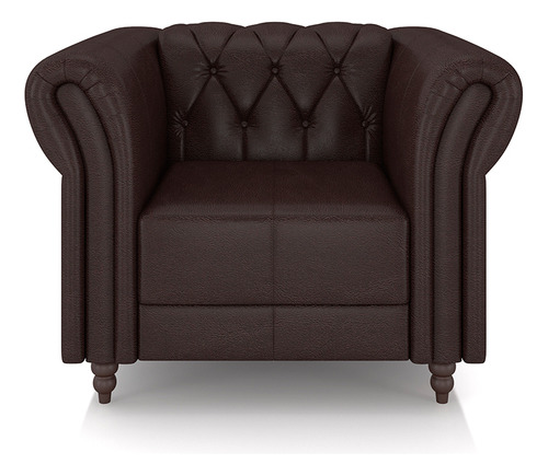 Conjunto 1 Sofá 240cm E 2 Poltronas Chesterfield Couro Vinho