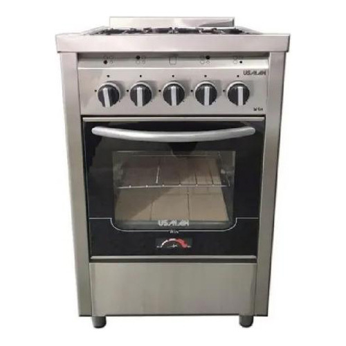 Cocina Usman 4004 55cm Acero Multigas Puerta Vidrio