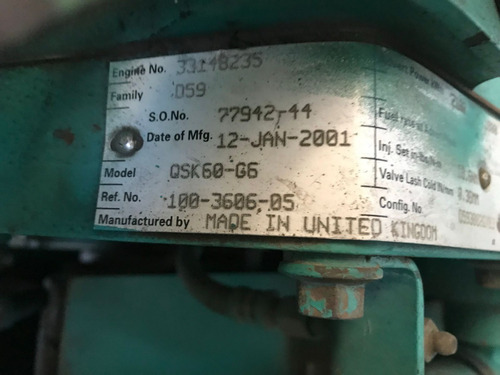 Generador Planta De Luz Onan Cummins 2000kw 2500kva