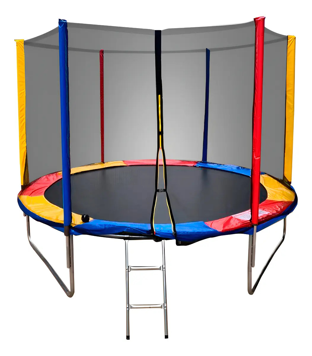 Cama Elástica 3,05 M Para Jardim Com Rede De Proteção E Suporta 250 Kg Preto Colorido Kroys Brinquedos