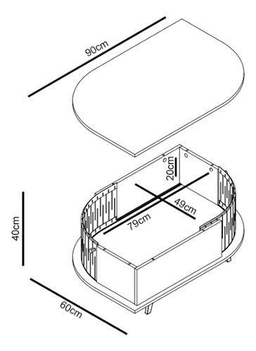 Mesa De Centro Moderna Para Sala 90cm Indy Z10 Calacata/off