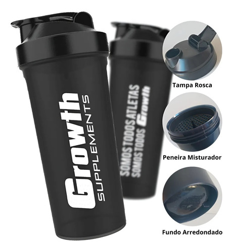 Coqueteleira Com Mola 600ml - Growth Academia Garrafa Whey
