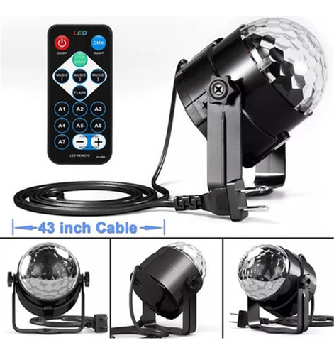 A Luz De Fiesta De Bola Giratoria Bluetooth Led Rgb Colorida