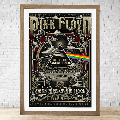 Cuadro Pink Floyd 30x40 Cm Vidrio Ideal Para Colgar C992 Marrón Claro Moderno