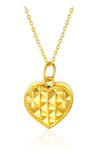 Cadena Eslabones Oro 18k Colgante Corazón Diamantado 24k