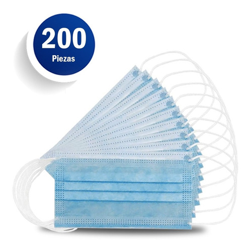 Cubrebocas Tricapa Termosellado Mascarilla Plisado 200 Pz