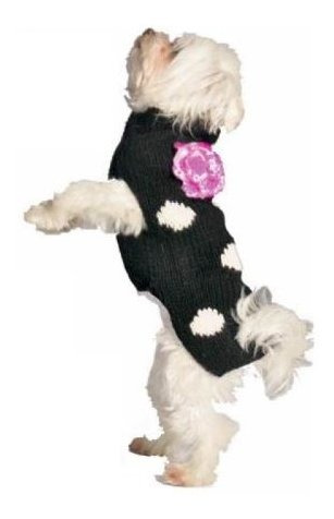 Sueter De Perro Chilly Dog Black Polka Dot Flower Xlarge