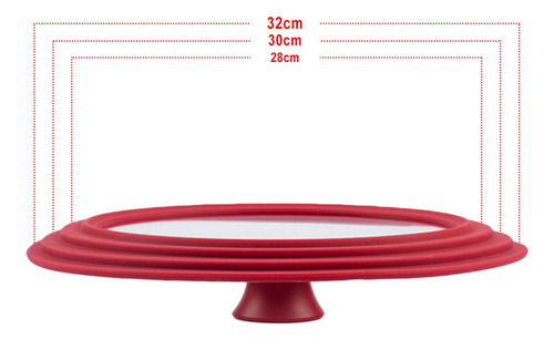 Tapa De De Vidrio Ventilado De Acero 28 A 30 A 32cm Rojo