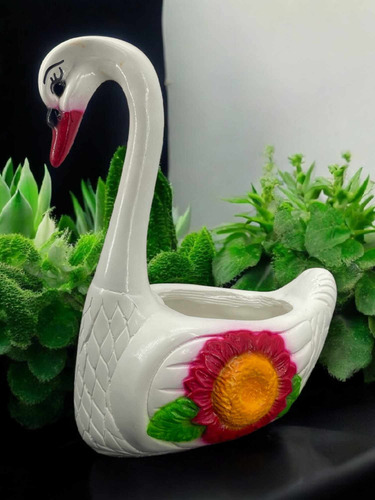 Maceta De Cisne Ceramica Para Decoración De Hogar 40 Cm