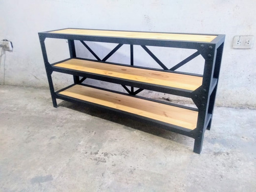 Mesa De Tv Hierro Y Madera Estilo Industrial