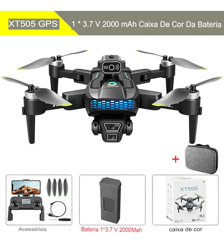 Drone Xt505 Câmera Hd Gps Evita Obstáculos Motor Brushless
