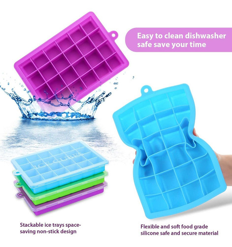 Z 3 Piezas Moldes Bandejas De Cubitos Hielo Silicona Con