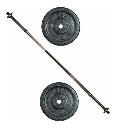 Kit Set Juego Pesas Barra + 40 Lbs. Discos Pesas Sport.