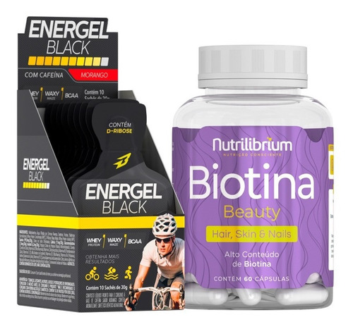Kit Ciclista Manutenção Energia Energel Black + Biotina