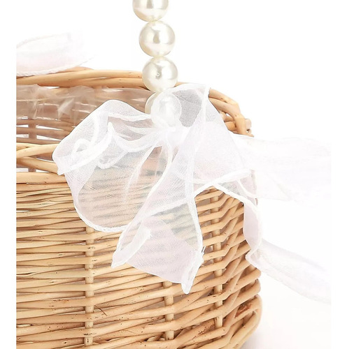 Xu Cesta De Mimbre Con Asa. Cesta Para Niña Con Perlas C