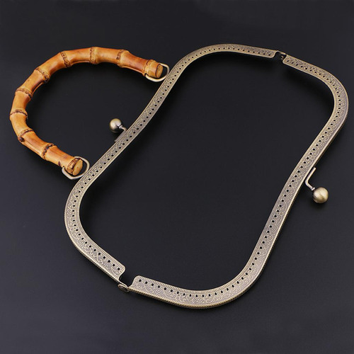 Marco De Metal Con Mango De Bambú Los 25cm 27cm De Bronce