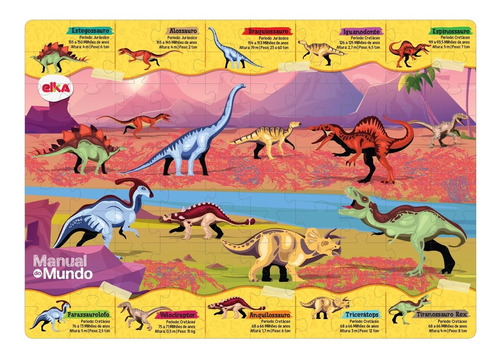 Puzzle Play Dinossauros 100 Peças Lente Mágica - Elka