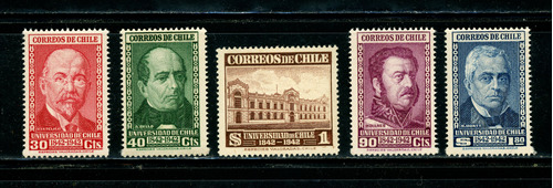 Sellos De Chile. Centenario De La Universidad De Chile. 1942