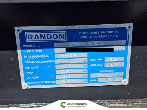Carreta Rodocaçamba Randon 35m³ 22/22 C/ Lona Fácil 6 Eixos