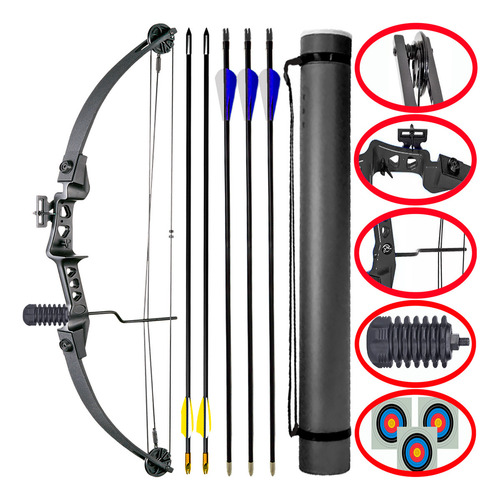 Arco E Flecha Composto Vixion Sniper 29 Libras Black Cb30 Bk