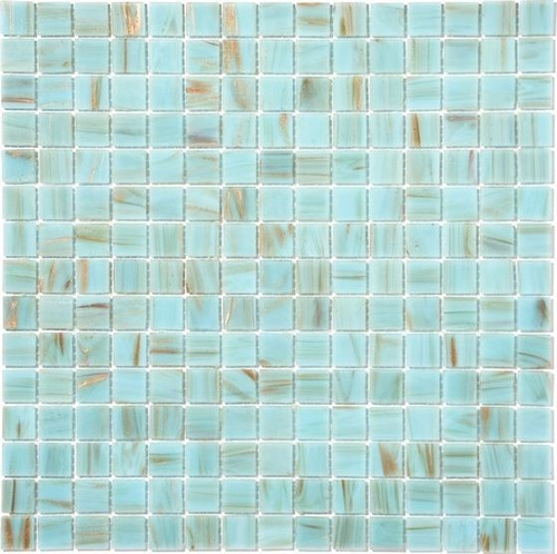 Mosaico Vidrio Malla Azul Con Vetas Doradas 2x2 Cj = 1,07m2