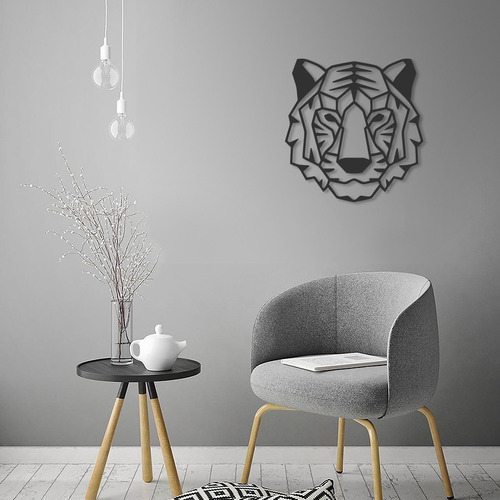 Imagen 3 de 4 de Cuadro Decorativo En Madera Calada Tigre Mural Xl