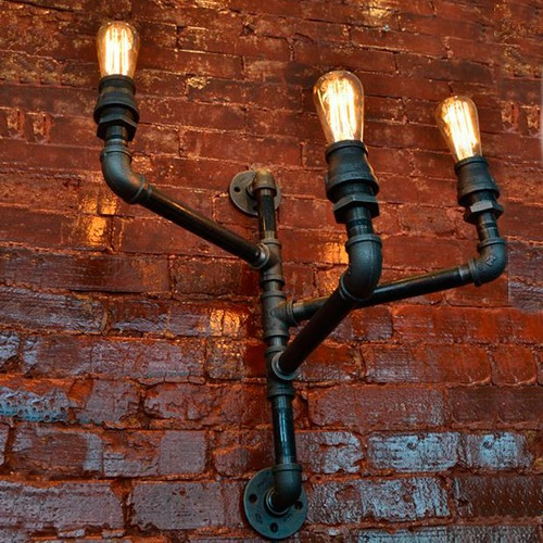 Lámpara De Pared Industrial Vintage Caño Galvanizado Ilp-14