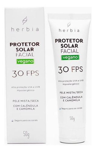Protetor Solar Facial Pele Mista Ou Seca 50g Herbia