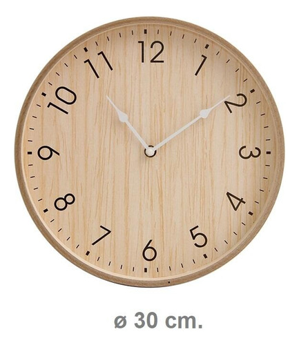 Reloj De Pared 30cm De Madera Vgo Rl61707 Para Colgar Marrón Claro Marrón Claro