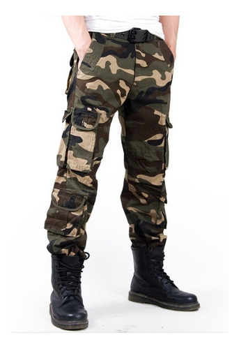 Pantalones Cargo Militares Con Estampado De Camuflaje De Mod