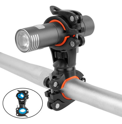 2 Soporte De Luz De Bicicleta De Rotación 360 Azul Negro