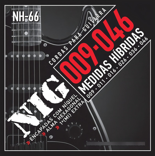 Cordas Guitarra Encapada Com Níquel Nig 09-046 Híbridas Nh66