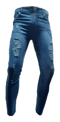 Pantalones Jean Roto Pitillo Color Moteado Para Hombres 